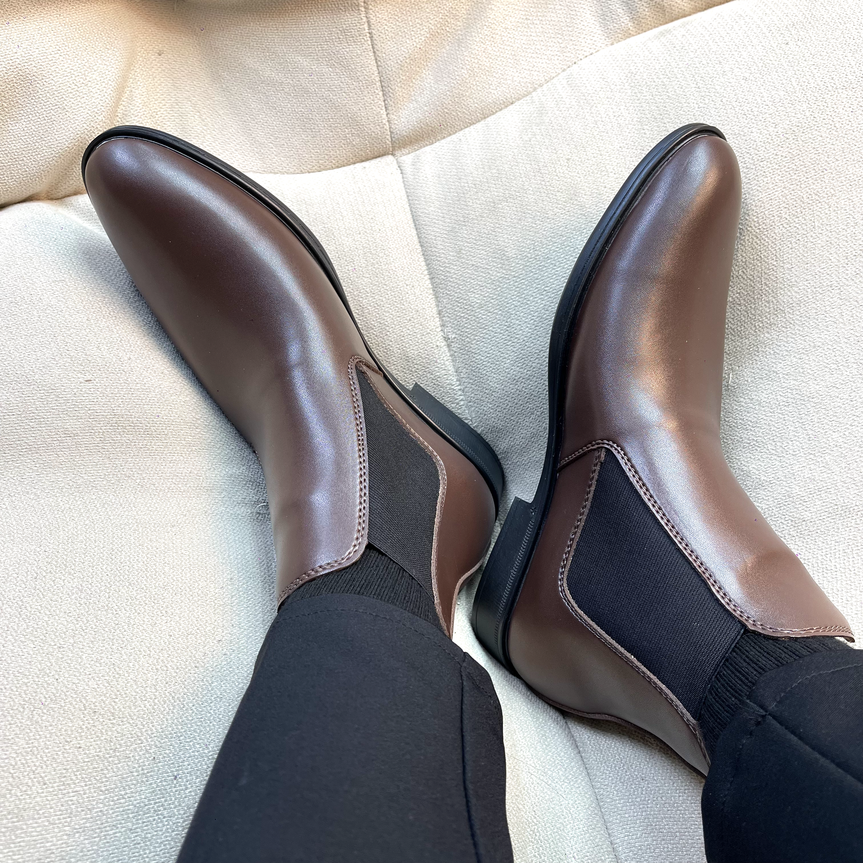 Giày Chelsea Boots may đế màu nâu g1293