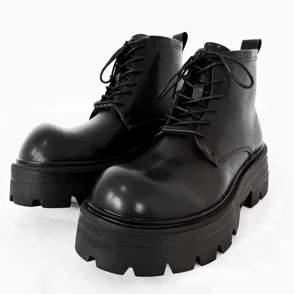 Giày Chunky Combat Boots Inichi G1321 đế cao 7cm có may đế