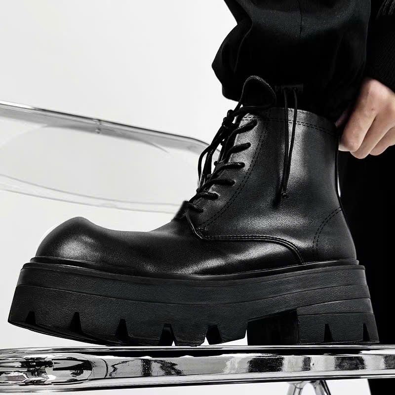 Giày Chunky Combat Boots Inichi G1321 đế cao 7cm có may đế